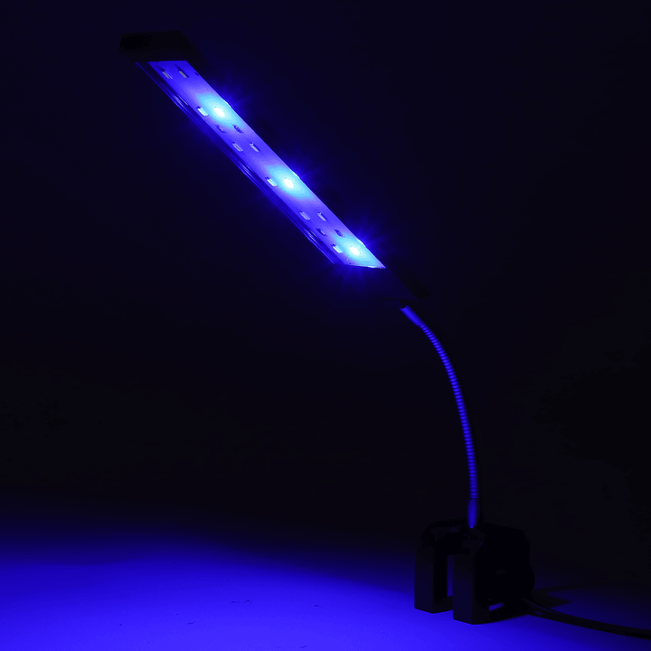 100-240V 7W Clip-On LED Aquarium Light Fish Tank Decoration Lighting Lamp with White & Blue Leds, Touch Control, 2 Modes - MRSLM