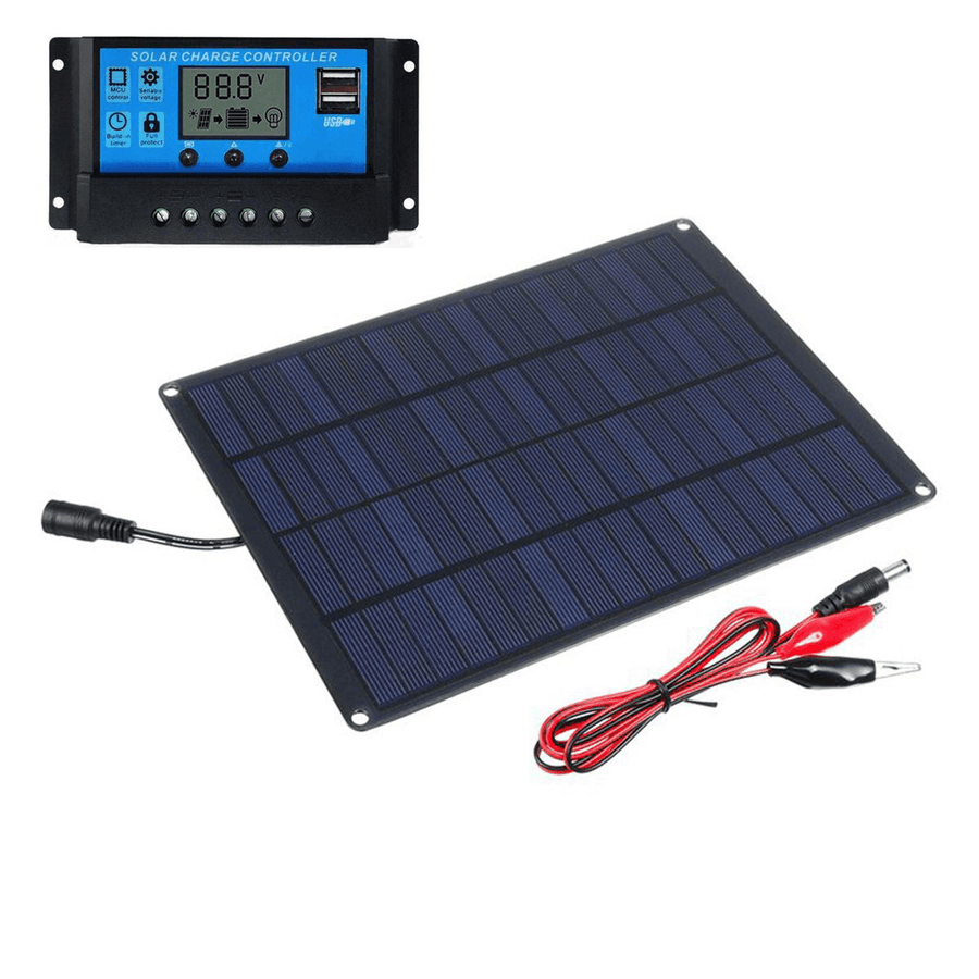 LEORY 5.5W 18V Solar Panel Monocrystalline Silicon Laminated Solar Panel W/ 10A/20A/30A/50A Controller - MRSLM
