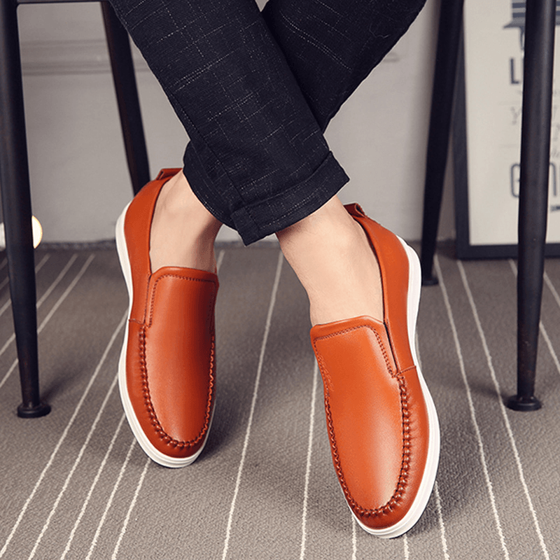 Men Casual Comfy Genuine Leather Flats Oxfords - MRSLM