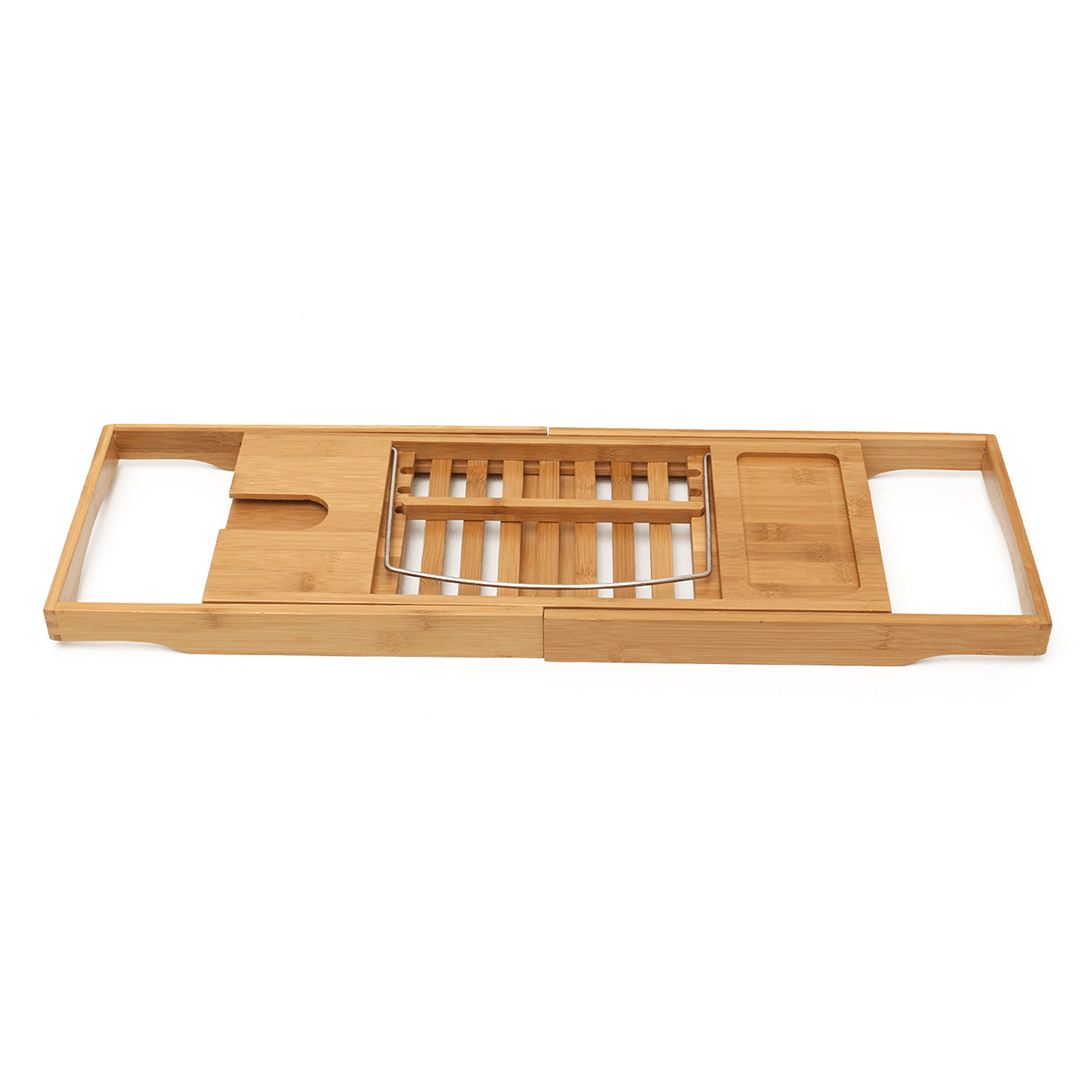Luxury Bathroom Bamboo Bath Shelf Bridge Tub Caddy Tray Rack Wine Holder Bathtub Rack Support Storage - MRSLM