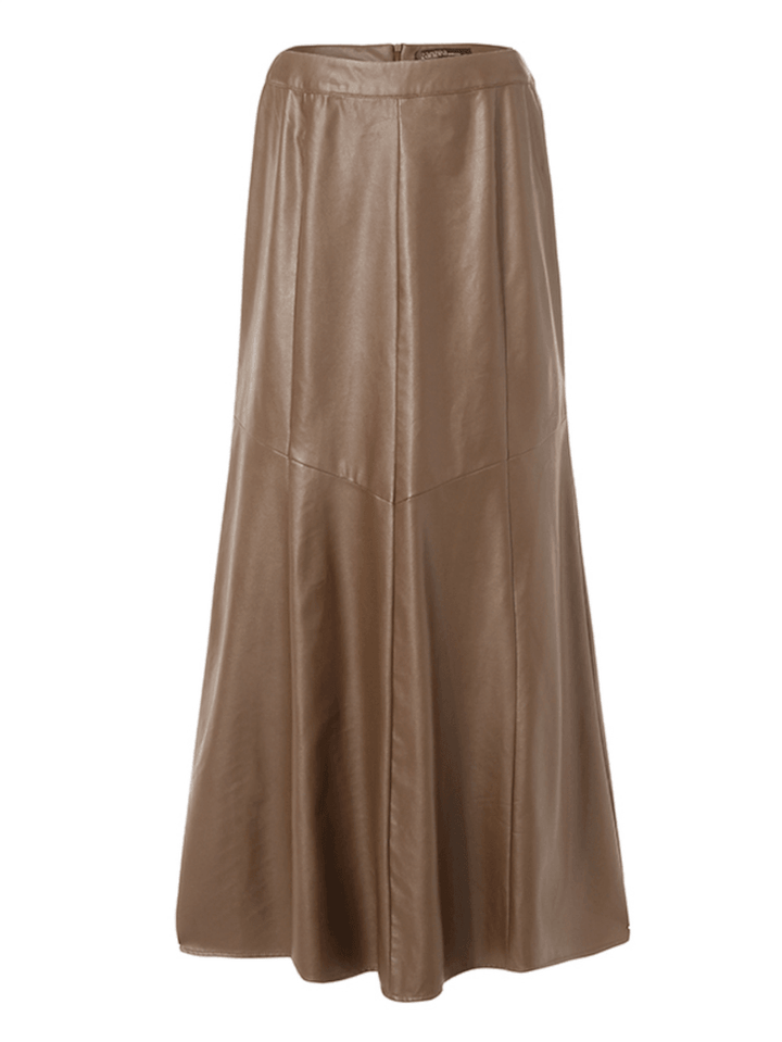 Women Leather Style Back Zipper Stylish Casual Mermaid Skirt - MRSLM