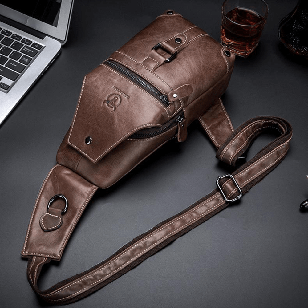 Bullcaptain Genuine Leather Casual Chest Bag Shoulder Crossbody Bag - MRSLM