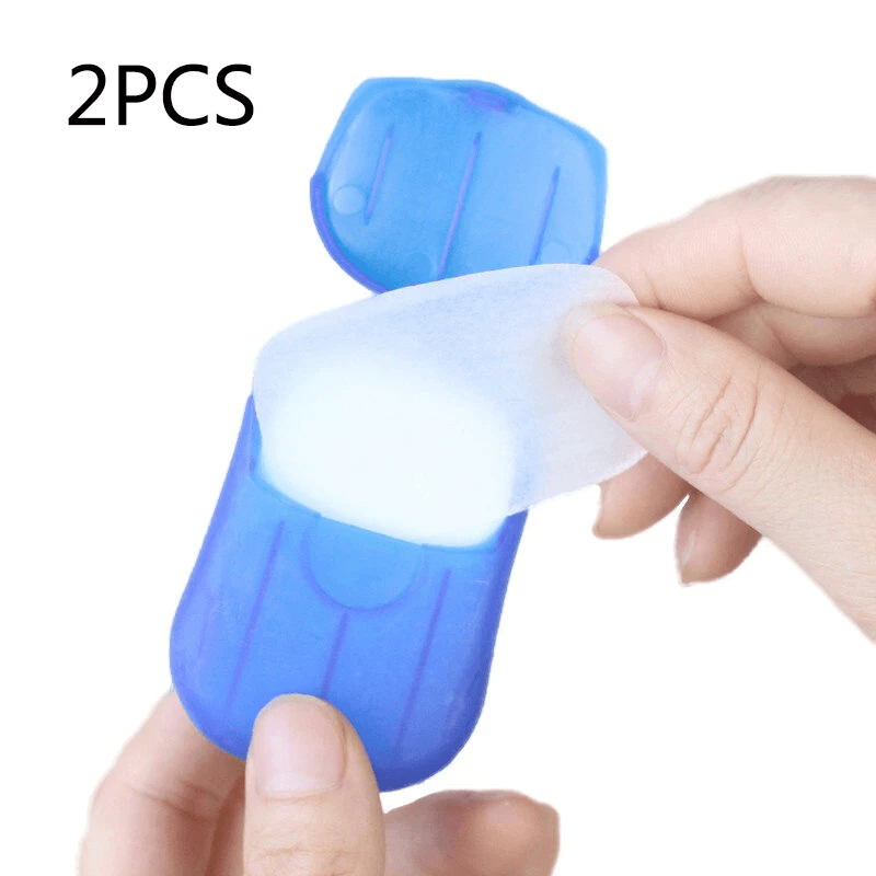 2 PCS Ipree™ 20 Pcs Paper Soap Outdoor Cleaning Supplies Travel Sterilizer Portable Hand Washing Small Sheet - MRSLM