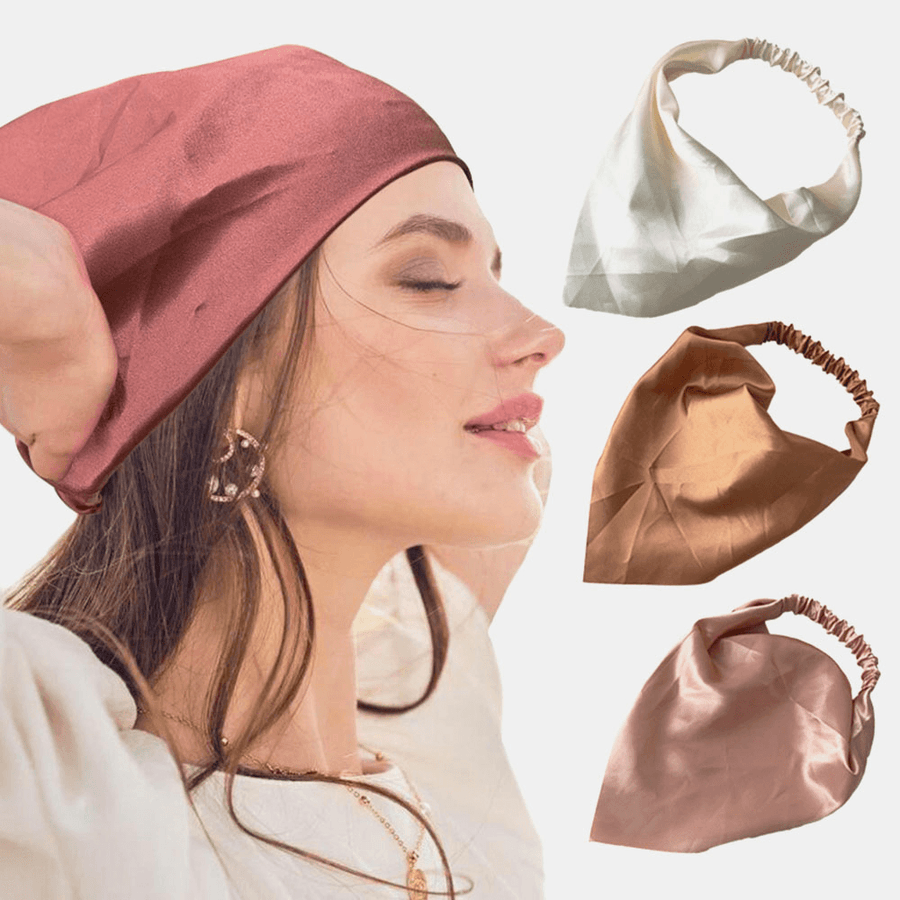 Women Chiffon Solid Color Elastic Wild Triangle Scarf Headband Headscarf Headwear - MRSLM