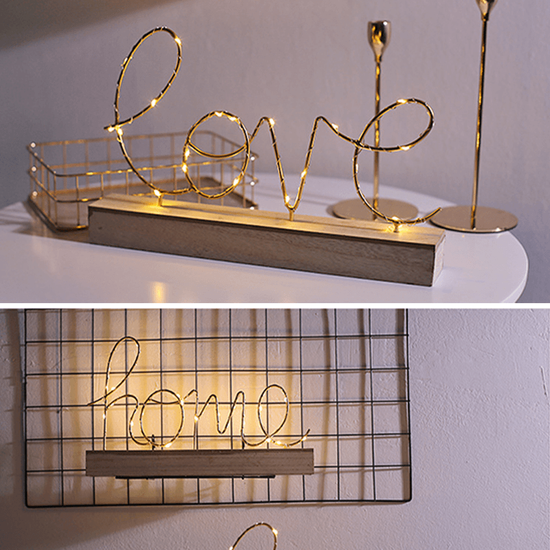 Wood Mini LED Night Light Home Love Desktop Letter Lamp Home Party Decor - MRSLM
