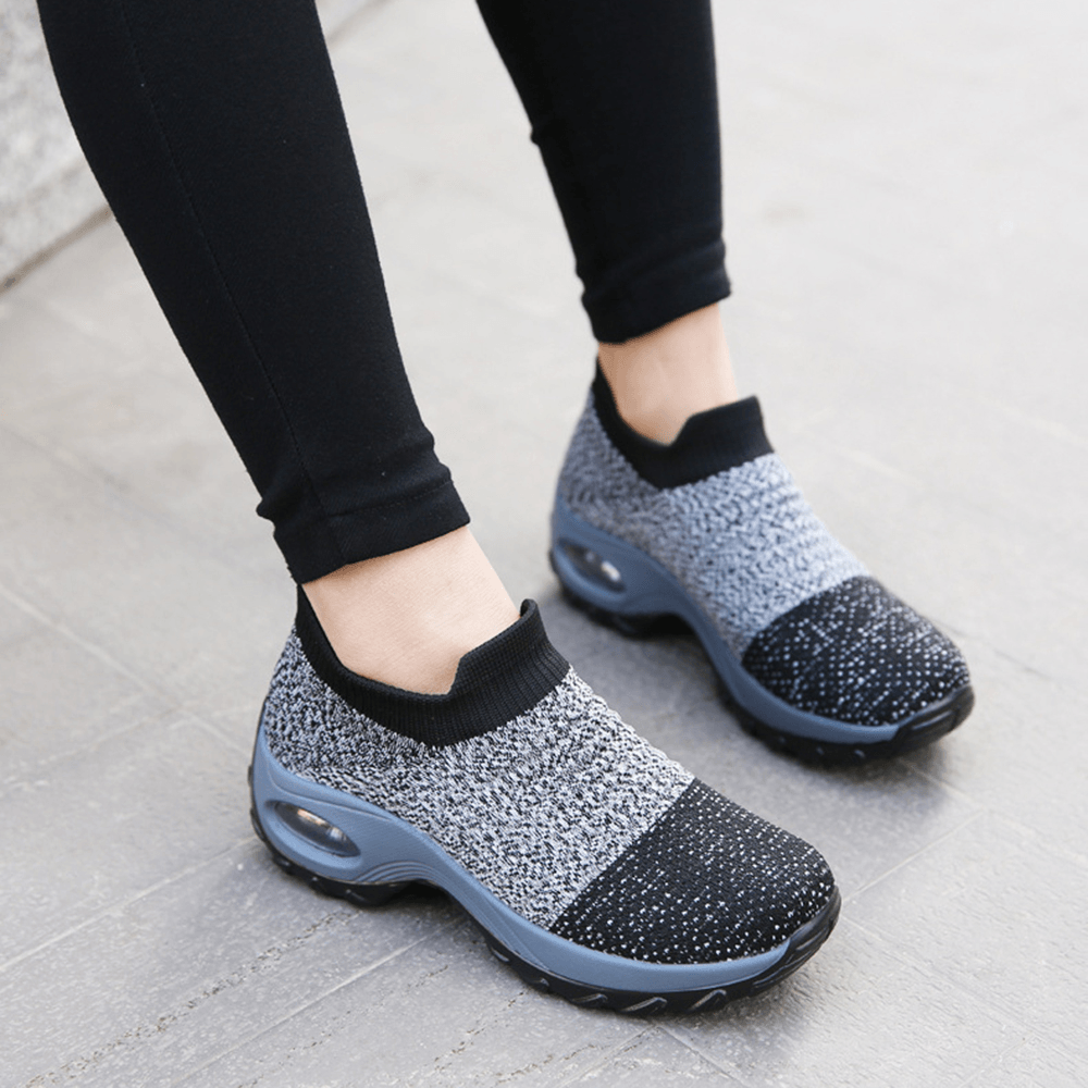 Women Outdoor Breathable Sock Mesh Rocking Sneakers - MRSLM