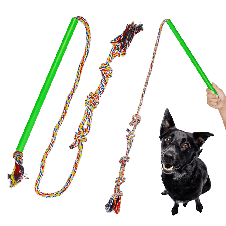 Dog Rod Toy Pet Teaser Chewing Rope Interactive Stick Colorful Rotar Outdoor Extendable Funny Cat Bite Rotary Oral Care Extendable Colorful Pets Toys - MRSLM