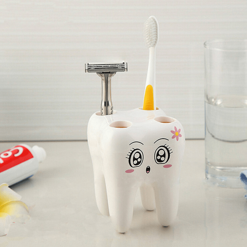 4 Holes Smily Face Toothbrush Holder Rack Cartoon Design Toothbrush Bracket - MRSLM