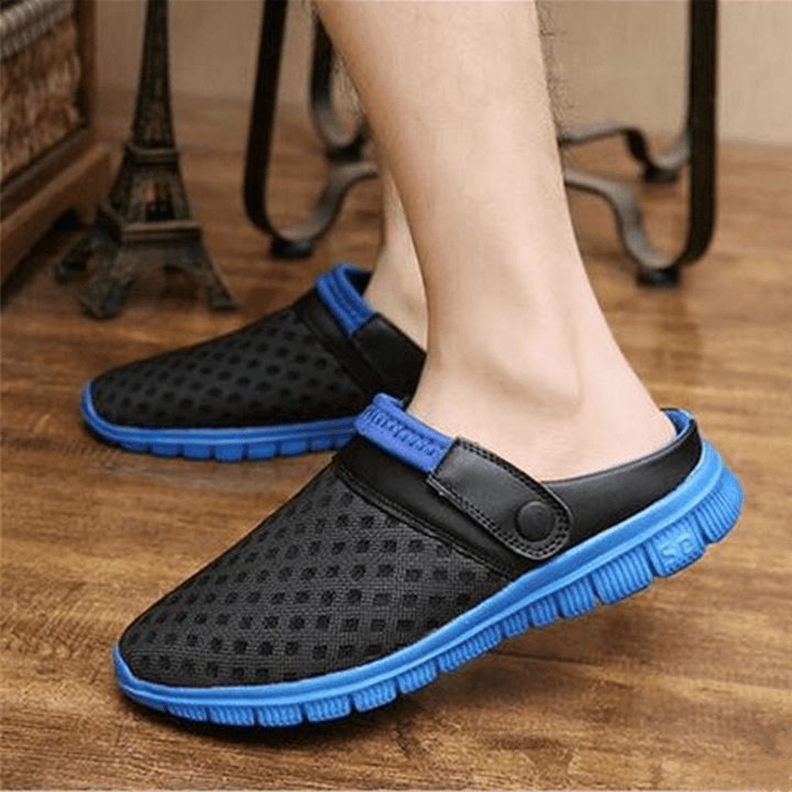 Plus Size Outdoor Mesh Slippers Breathable Sandals Summer Beach Casual Lazy Shoes - MRSLM
