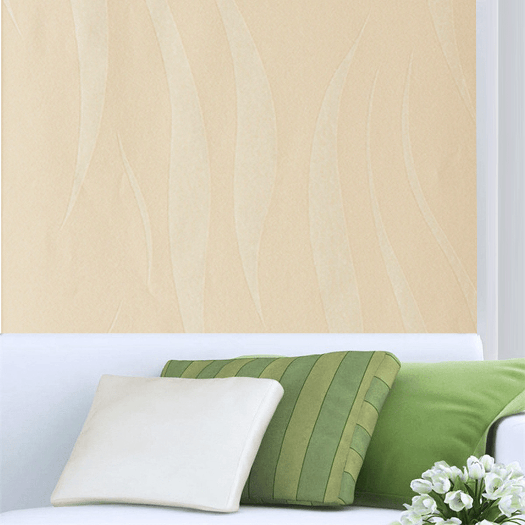 32Ft 3 Colors 3D Wave Stripe Wall Paper Non-Woven Wall Sticker Paper Roll Home Decoration - MRSLM