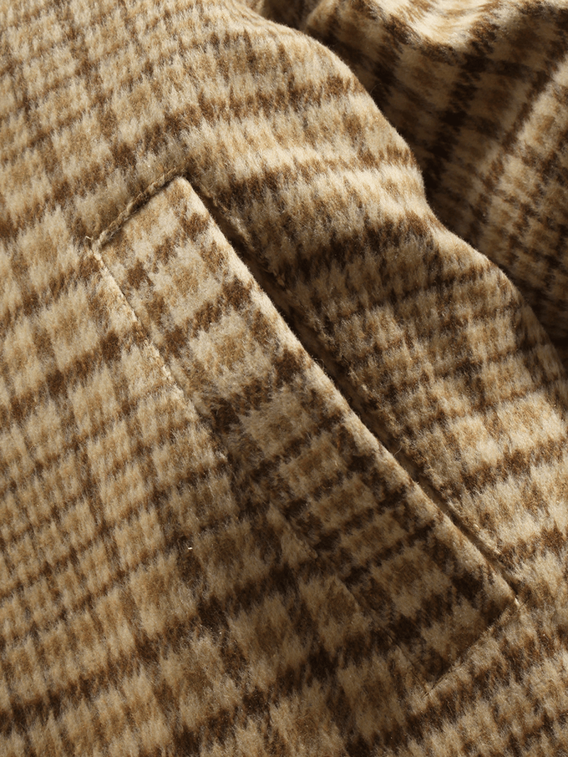 Mens Plaid Bear Letter Embroidered Lapel Reversible Fleece Casual Jacket - MRSLM