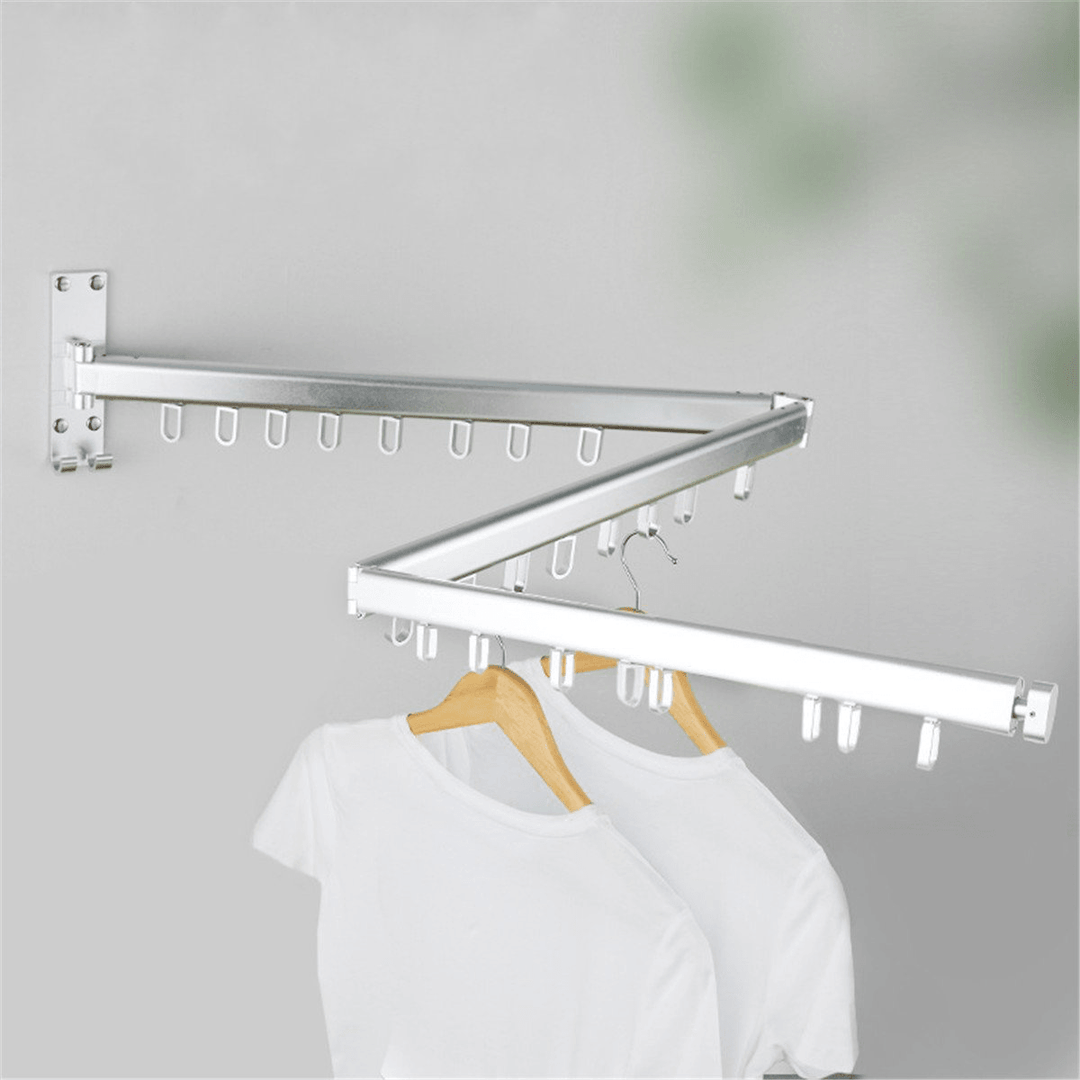 Folding Clothes Hanger Wall Mounted Telescopic Drying Rack Balcony Room Outdoor - MRSLM