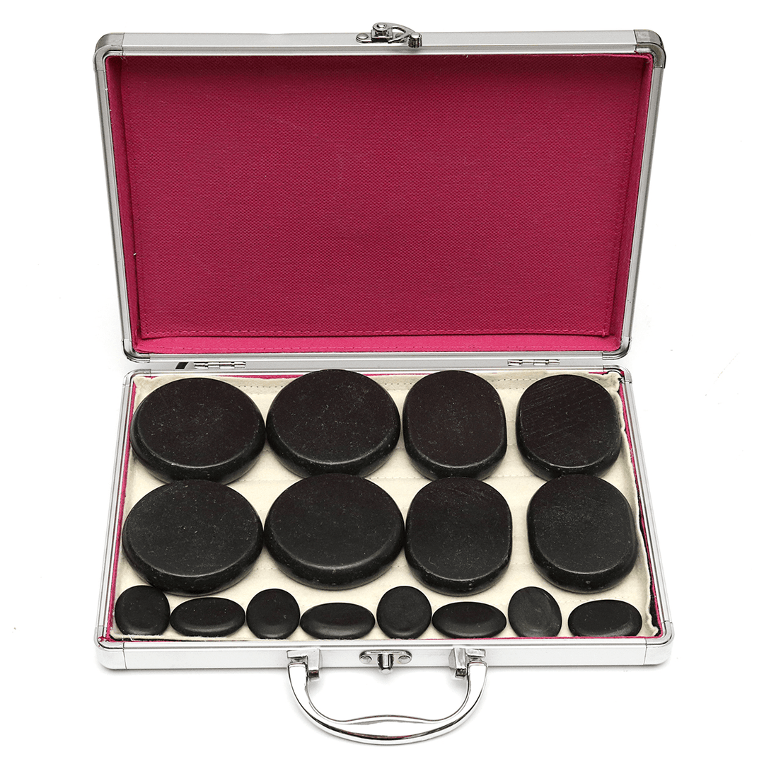 16Pcs SPA Massager Accessories Skin Relief Therapy Hot Rock Basalt Stones Set Heating Box - MRSLM
