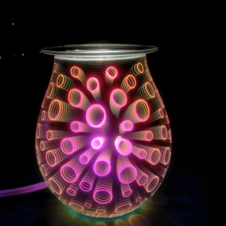 3D Glass Electric Aromatherapy Lamp Circle Pattern Home Aromatherapy Machine Creative Mosquito Repellent Lamp - MRSLM