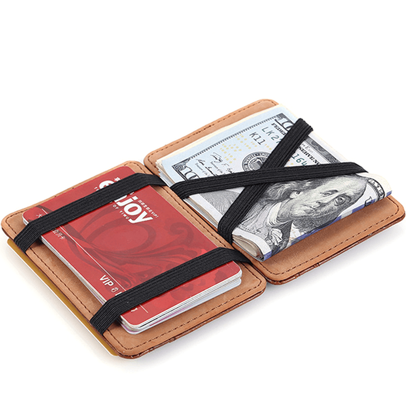 PU Money Card Clip Magic Wallet Casual Clutch Bus Card Bag - MRSLM