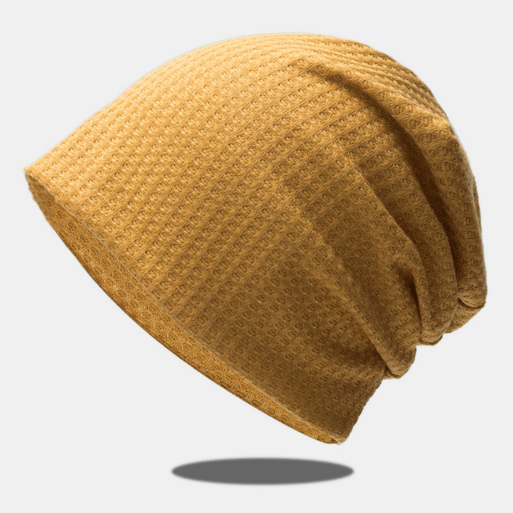 Women Autumn Winter Warmth Plaid Pattern Knitted Hat Baotou Hat Soft Breathable Elastic Adjustable Bonnet Hat Beanie Hat - MRSLM