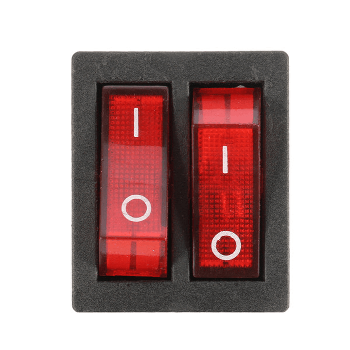 6 Pins Rocker Switch On/Off Double Red Light Toggle Double SPST Rocker Switch - MRSLM