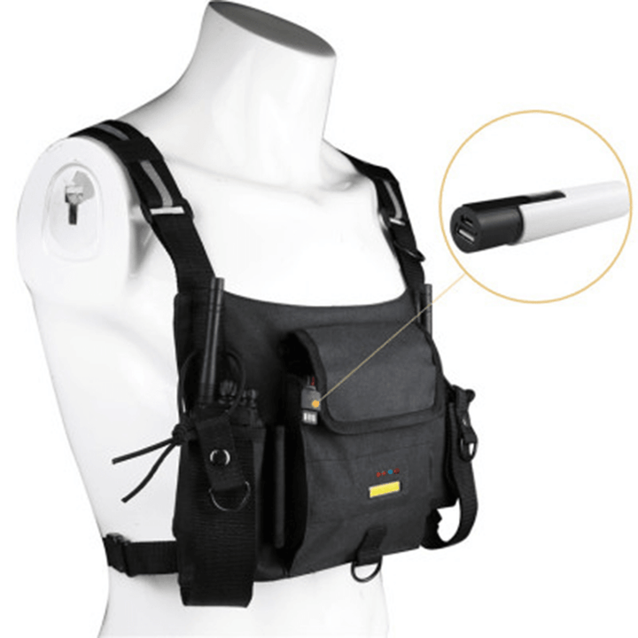 Vest Bag Chest Rig Pack Walkie Talkie Radio Waist Pack Pouch with Warning Light Storage Bag for Garden Tool - MRSLM