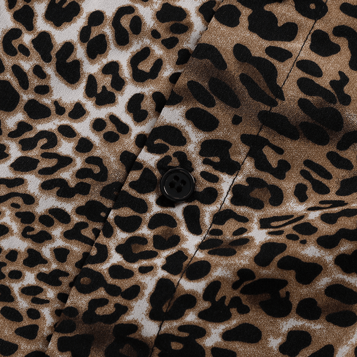 Men'S Casual Leopard Printing Long Sleeve Shirts - MRSLM