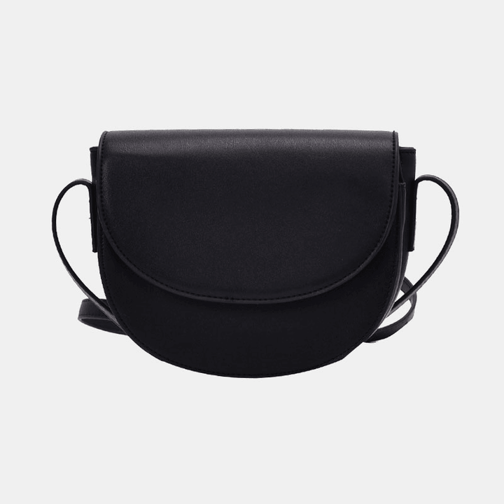 Women Vintage Semi-Circle Saddle Bag Solid Crossbody Bag Leisure - MRSLM
