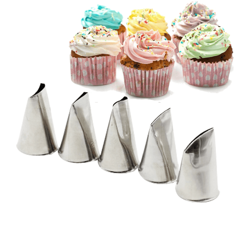 5 Pcs Set Rose Petal Icing Piping Nozzles Metal Cream Tips Cake Decorating Tools Cup Cake Pastry Tool - MRSLM