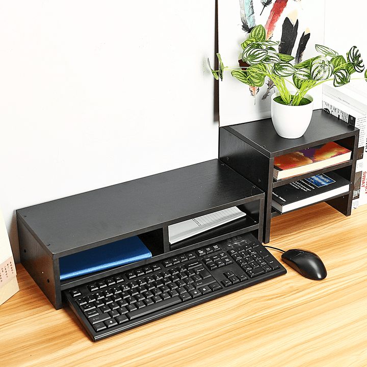 Black Computer Monitor Laptop Riser Desk Table Stand Shelf Desktop Monitor - MRSLM