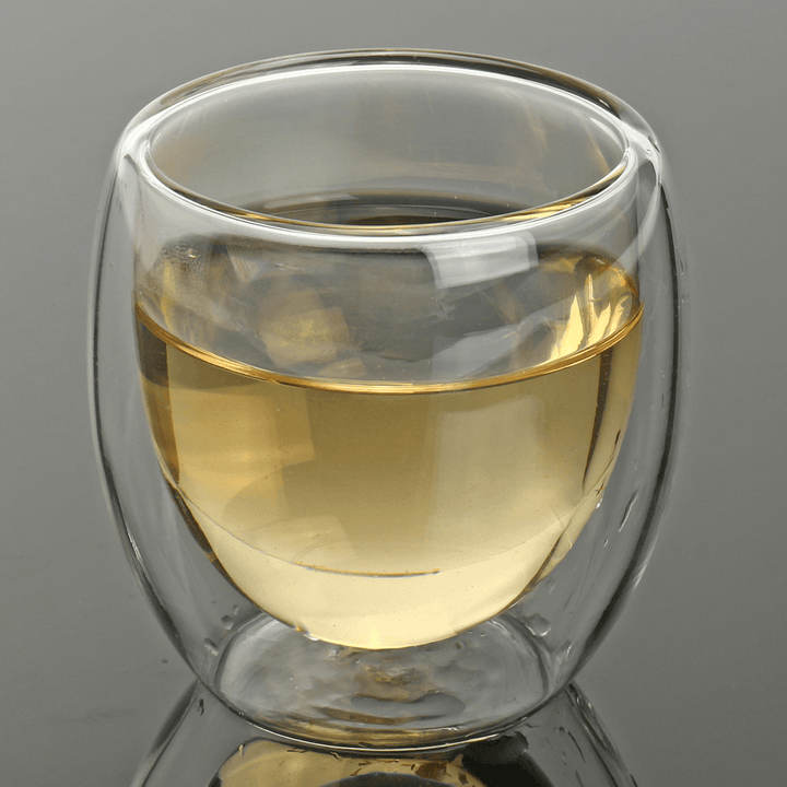 80Ml Clear Glass Double Wall Mug Cup Insulated Thermal Office Tea Drinking Tea Container - MRSLM