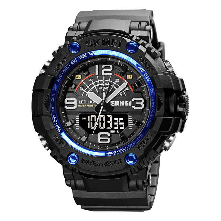 SKMEI 1617 LED Light Sport Men Digital Watch 5ATM Waterproof Stopwatch Camouflage Dual Display Watch - MRSLM