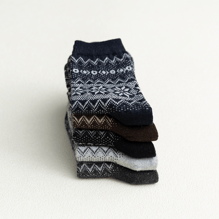 Autumn and Winter Rabbit Wool Socks Men'S Mid-Tube Wool Socks Two-Way Octagonal Flower - MRSLM