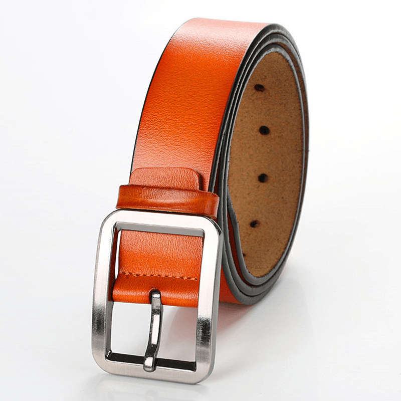 Men'S Explosive Leather Simple Retro Pin Buckle Belt - MRSLM