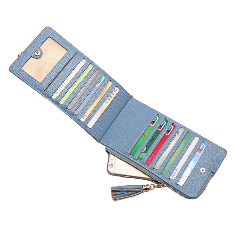 Women Tassel Long Card Holder Candy Color Zipper Purse Coin Bags 5.5'' Phone Case for Iphone 7P - MRSLM