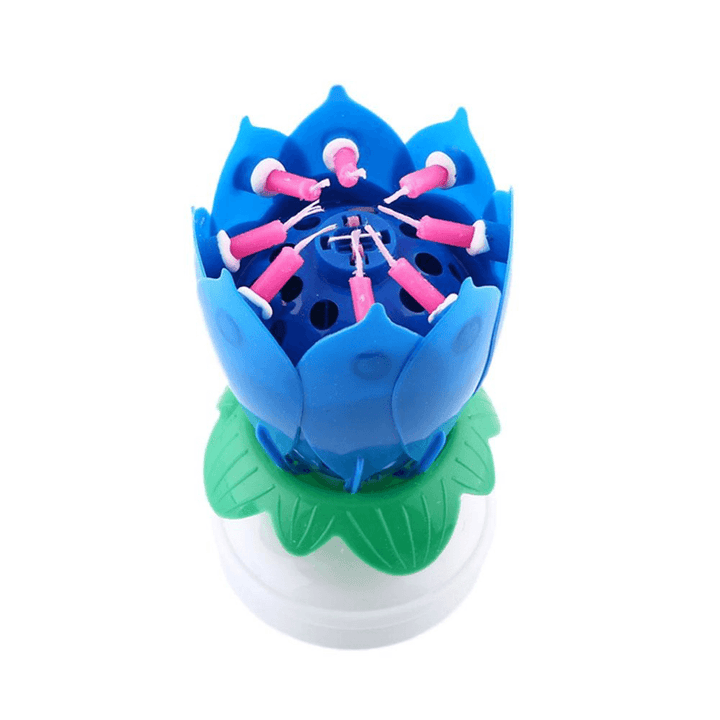 Musical Lotus Rotating Flower Happy Birthday Party Gift Candle Lights Atmostphere Light - MRSLM