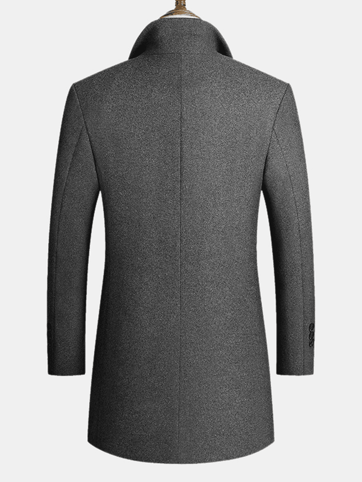 Mens Wool Blends Mid-Length Coats Business Casual Wool Trench Coats – MRSLM