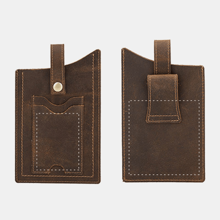 Men EDC Genuine Leather Cowhide 6.5 Inch Phone Bag Belt Sheath Waist Bag - MRSLM