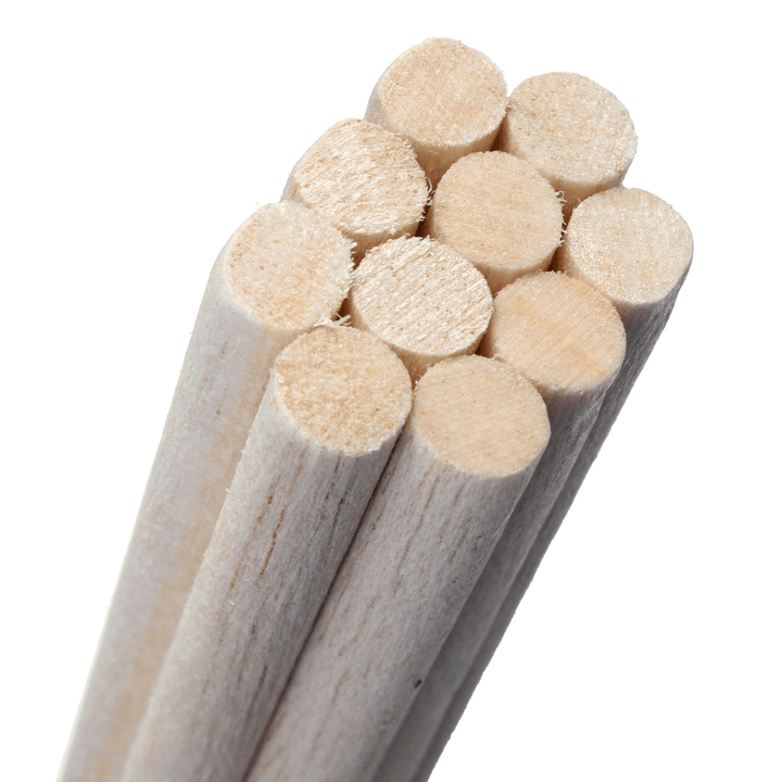 10Pcs 200Mmx8Mm round Natural Wood Stick Wooden Dowel Rod for DIY Crafts Model - MRSLM