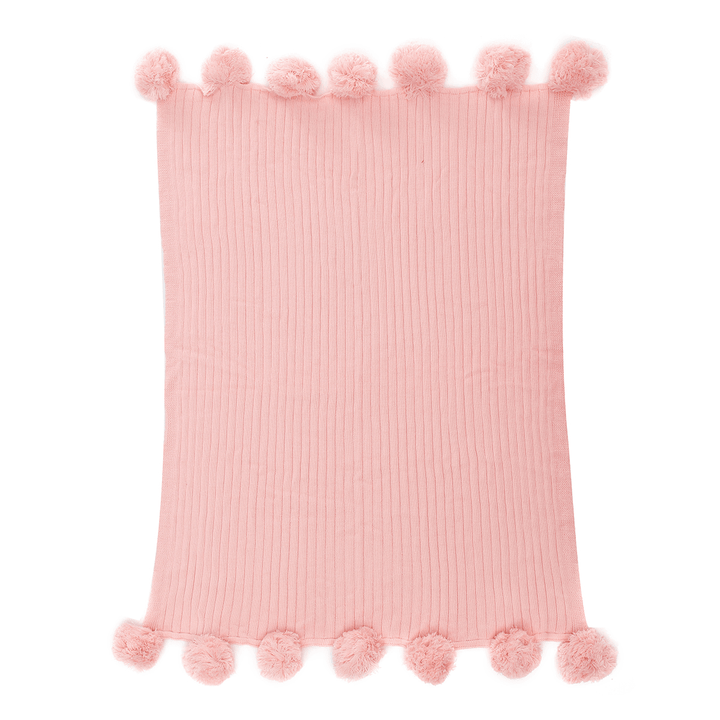 100X105Cm Knitting Blankets Cute Pom Sofa Throw Mat Bedroom Comfort Sleep Nap Quilt - MRSLM