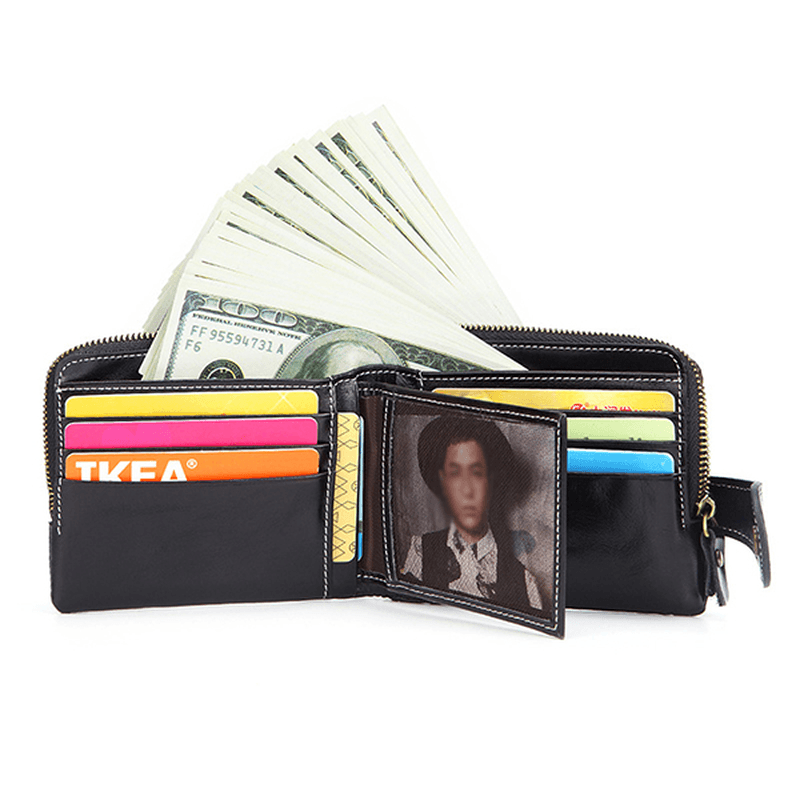RFID Men Genuine Leather Multi-Function Wallet - MRSLM