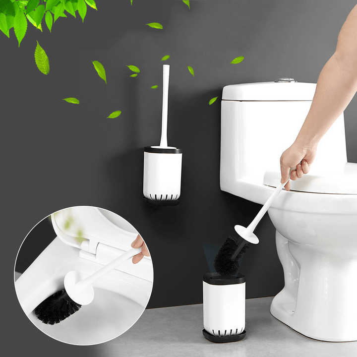 Home Toilet Brushes Holder Stand Guard Set Wall-Mounted Bathroom Cleaning Tool - MRSLM