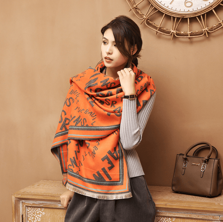 Fashionable Women'S Letter Jacquard Warm Scarf - MRSLM