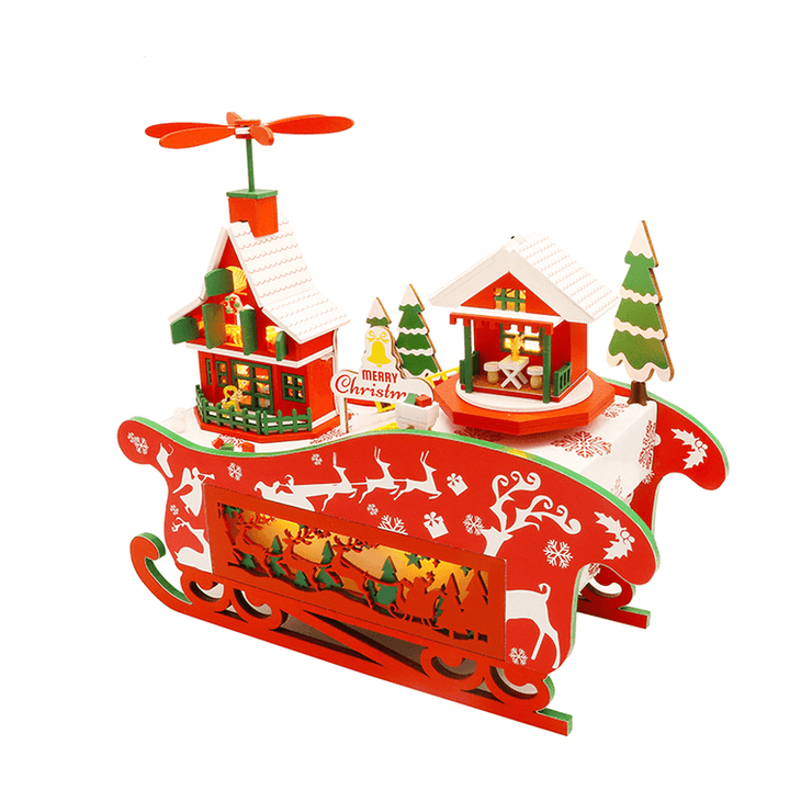 Hongda M908 Fantasy Christmas Night DIY Assembly Cottage Piggy Bank Doll House with Music and LED Light - MRSLM