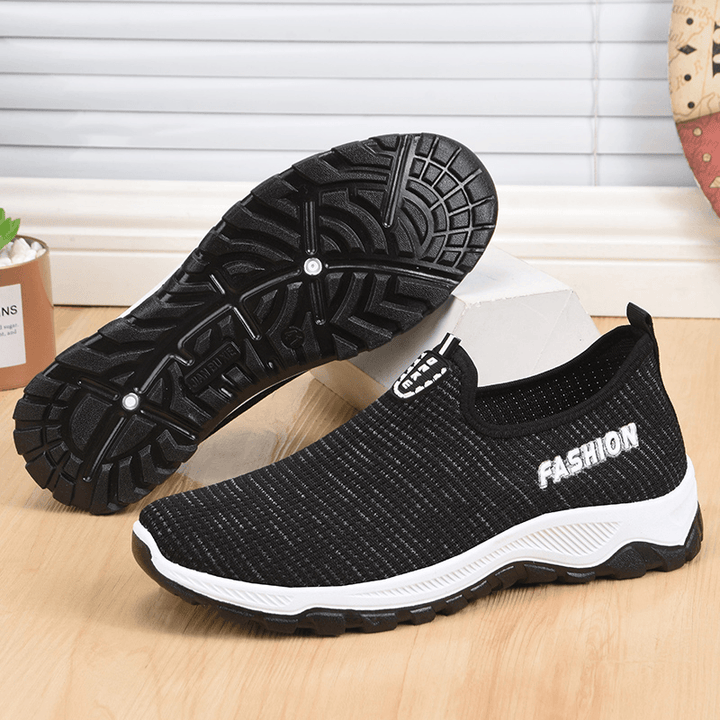 Men Fabric Breathable Soft Bottom Lightweight Slip on Comfy Casual Sports Shoes - MRSLM