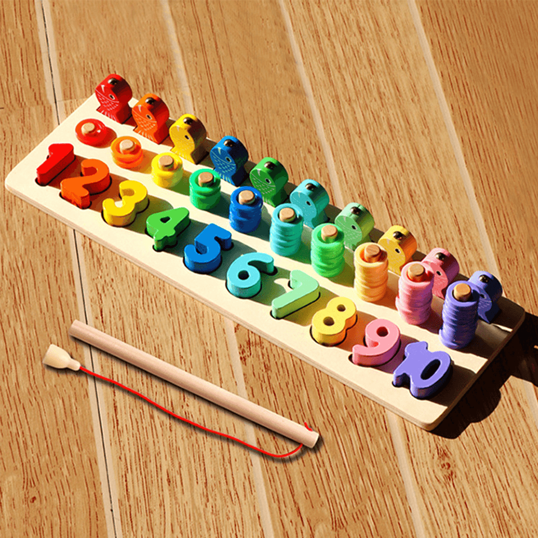 Counting Board Nursery Learning Shape Pairing Montessori Math Toys Wooden Baby Gift - MRSLM