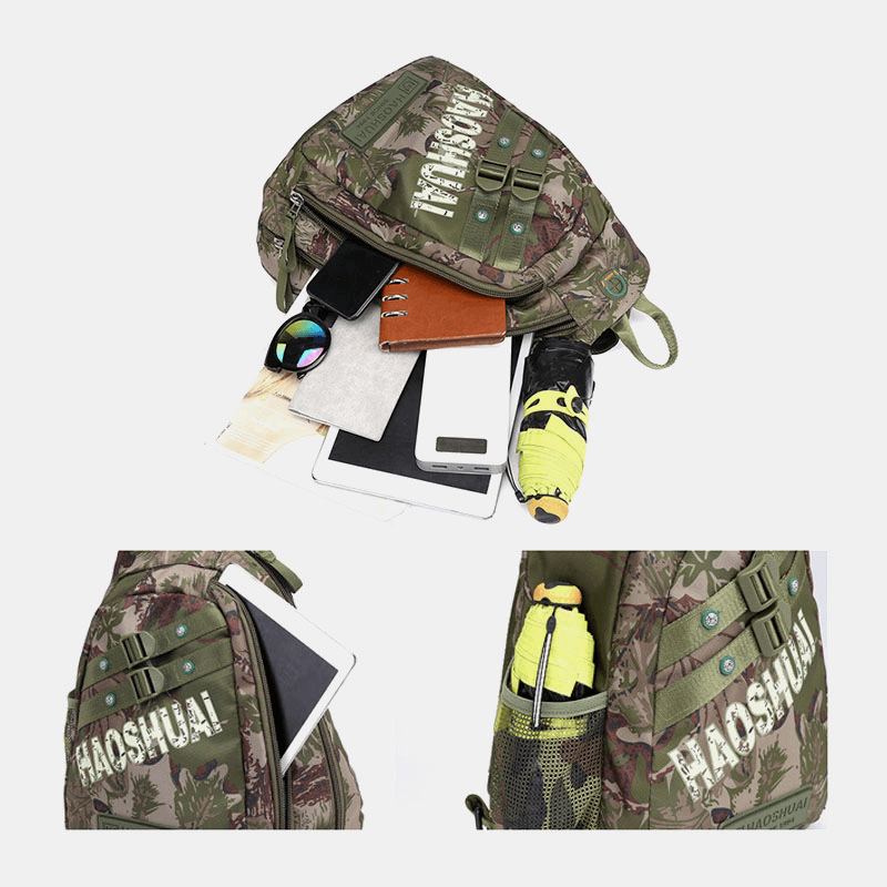 Men Camouflages Multifunction Large Capacity Waterproof Sport Chest Bag Shoulder Bag Crossbody Bag Backpack - MRSLM