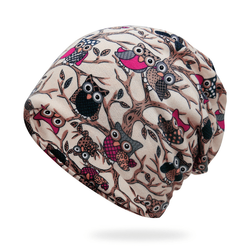 Fashion Men'S and Women'S Fashion Owl Print Riding Bib Hat Dual-Use - MRSLM