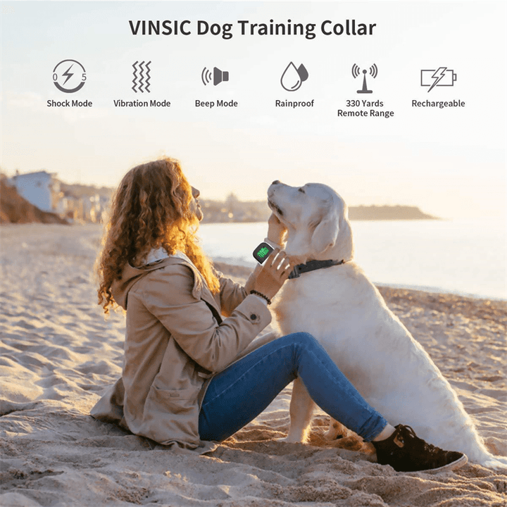 Waterproof Dogs Training Collar 3 Mode for Training Electric Shock Vibration Beep Mode Adjustable Strap Collar Reduce Unwanted Behaviors - MRSLM