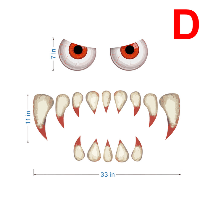 Halloween Ghost Eyes Tooth Window Wall Stickers Decals Party Scary Decor - MRSLM