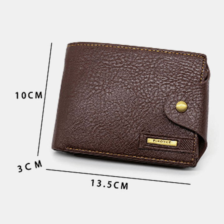 Men PU Leather Trifold Hasp Large Capacity Retro Casual Card Holder Coin Wallet - MRSLM