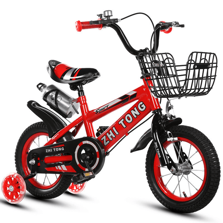 12 Inch 30CM 8KG Children'S Bicycle with Water Bottle Flashing Auxiliary Wheels Non-Slip Kid Banlane Bike - MRSLM