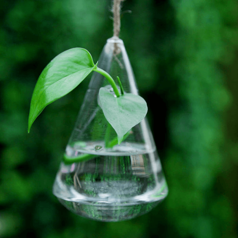 Hanging Water Drop Shaped Glass Hydroponics Flower Vase Home Garden Wedding Party Decoration - MRSLM