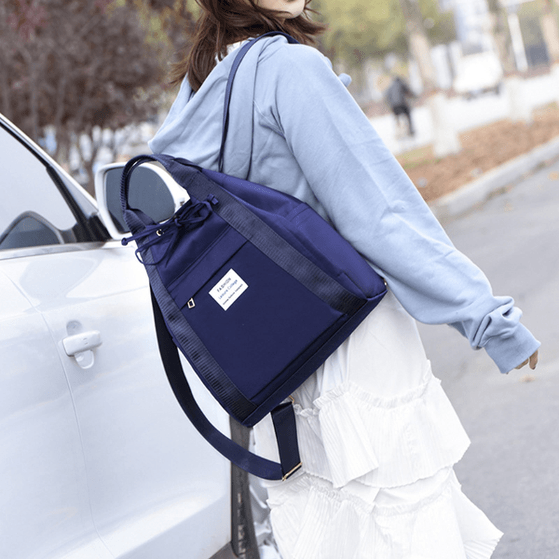 Women Oxford Solid Travel Backpack Multi-Pocket Handbag Casual Shoulder Bag - MRSLM